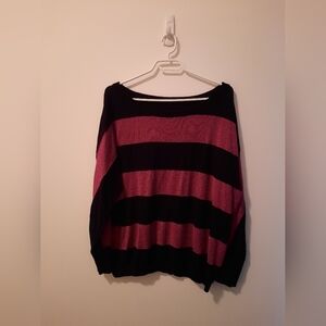 Striped Black and Pink Sparkle Sweater